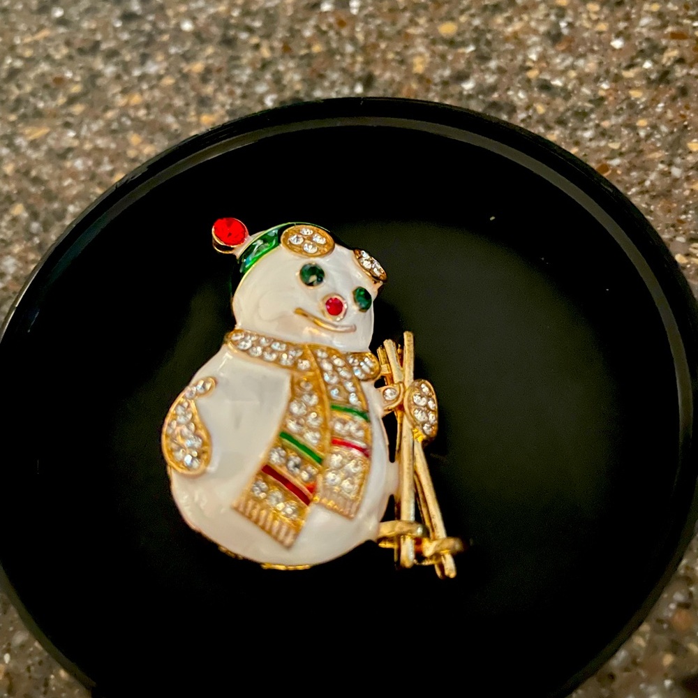 Vintage Christmas Rhinestone Snowman Brooch 
$10 or bundle 3/$25